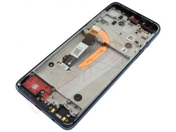 Pantalla completa IPS LCD LCD/display + digitalizador/táctil) negra con marco gris "Slate Grey" para Motorola Moto G100, XT2125